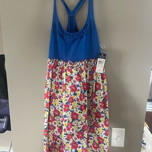 Chaps Blue and Multicolor Floral Dress